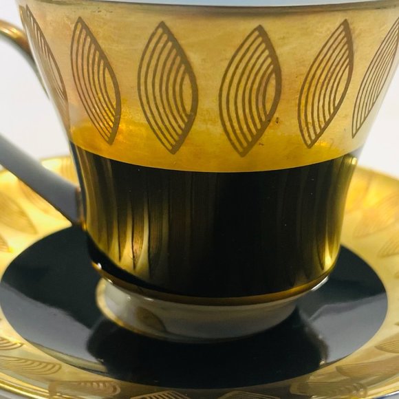 Echt Weimar Kobalt Gold Porzellan Teacup Saucer Made In German Democratic Republ - Picture 8 of 9
